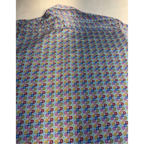 Hinton & Hinton Men's Large Bright Floral Print Short Sleeve Button Down Shirt - Picture 12 of 12